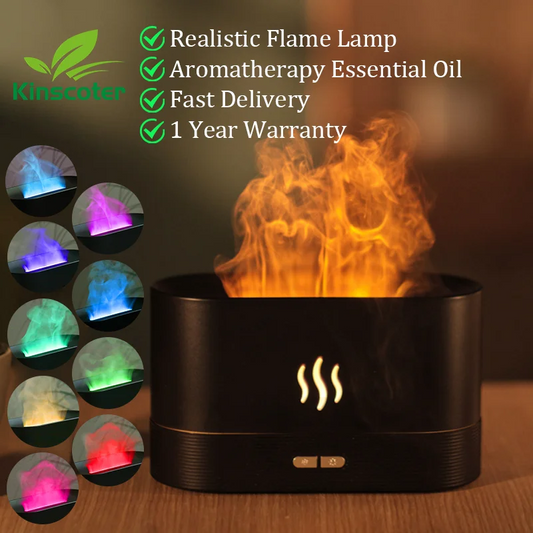 A-Kinscoter Aroma Diffuser Air Humidifier Ultrasonic Cool Mist Maker Fogger Led Essential Oil Flame Lamp Difusor